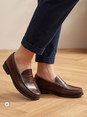 Jones Bootmaker Brown Perna Smart Leather Moccasins - Image 1 of 6