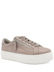 Jones Bootmaker Natural Amaliadawide Wide Fit Leather Platform Trainers - Image 3 of 6