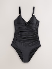 Black/Navy Fan Print Tummy Control Swimsuits 2 Pack - Image 7 of 10