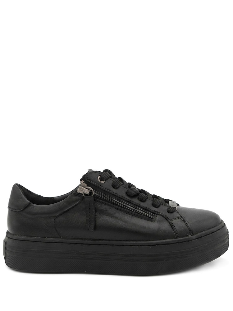 Jones Bootmaker Black Amaliadawide Wide Fit Leather Platform Trainers - Image 2 of 6 Jones Bootmaker Black Amaliadawide Wide Fit Leather Platform Trainers - Image 2 of 6