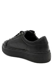 Jones Bootmaker Black Amaliadawide Wide Fit Leather Platform Trainers - Image 4 of 6