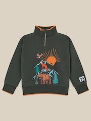 Monsoon Green Animal Adventure Half-Zip Sweatshirt - Image 1 of 3