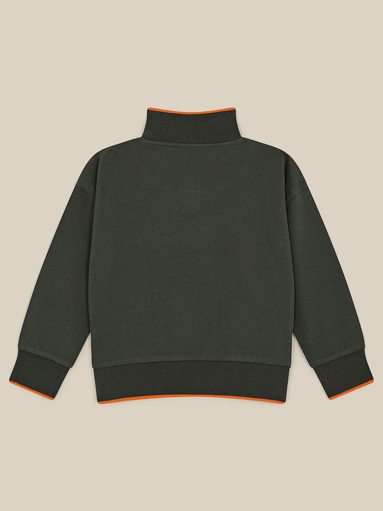 Monsoon Green Animal Adventure Half-Zip Sweatshirt - Image 2 of 3 Monsoon Green Animal Adventure Half-Zip Sweatshirt - Image 2 of 3