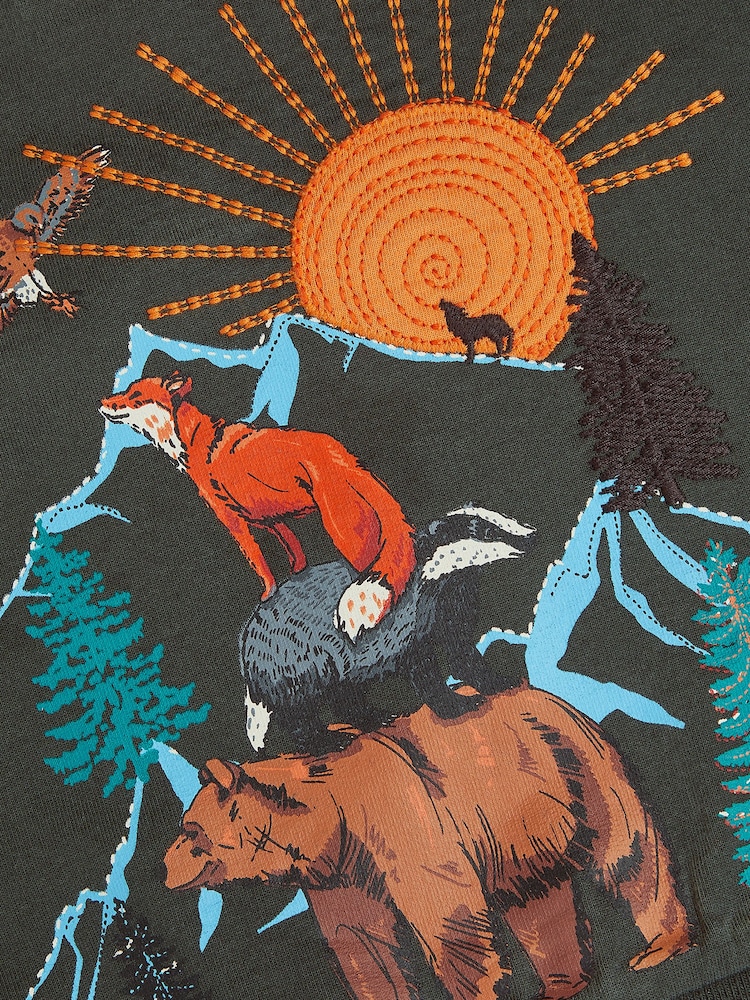 Monsoon Green Animal Adventure Half-Zip Sweatshirt - Image 3 of 3 Monsoon Green Animal Adventure Half-Zip Sweatshirt - Image 3 of 3