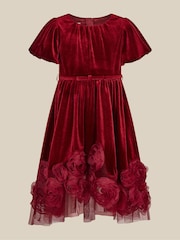 Қызыл - Monsoon Adelyn гүлді аппликациясы бар барқыт кеш көйлегі - 4суретінің 2 суреті