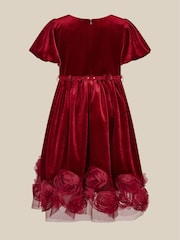 Қызыл - Monsoon Adelyn гүлді аппликациясы бар барқыт кеш көйлегі - 4суретінің 3 суреті