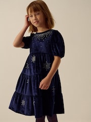 Monsoon Snowflake Sparkle Velour Party Dress - 圖片 1/4
