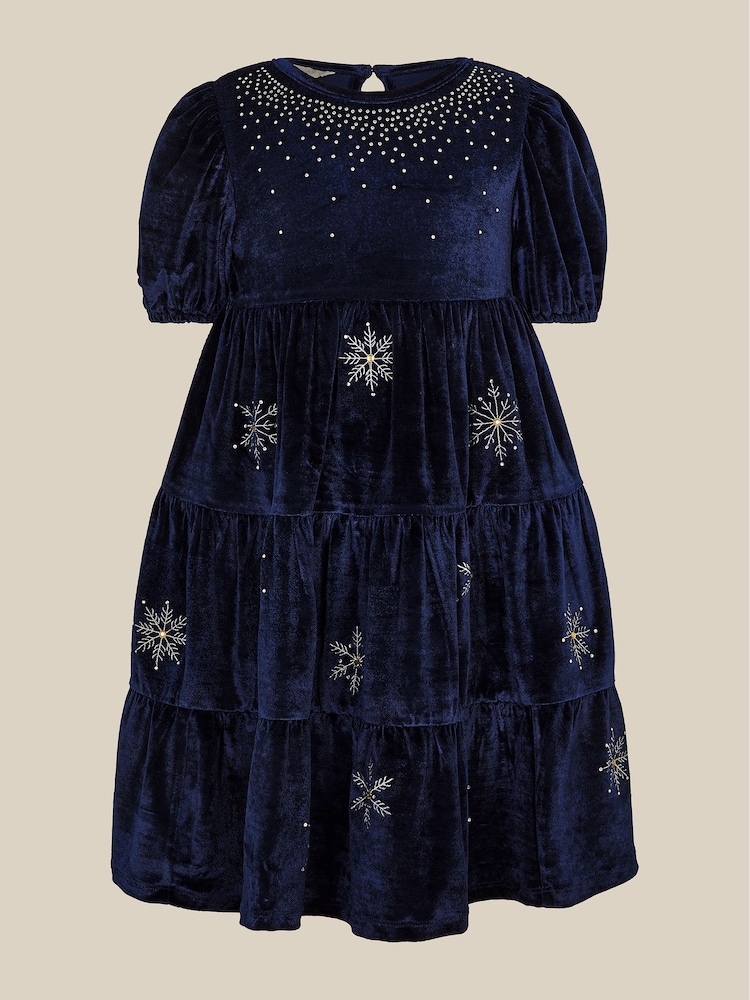 Monsoon Snowflake Sparkle Velour Party Dress - 圖片 2/4 Monsoon Snowflake Sparkle Velour Party Dress - 圖片 2/4