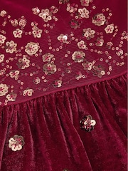 Monsoon Red Macie Sequin Floral Velour Dress - Image 3 of 3