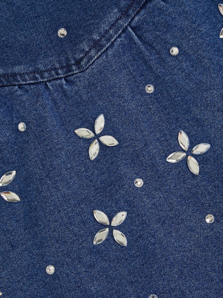 Monsoon Jewel Flower Denim Skirt - 3суретінің 3 суреті Monsoon Jewel Flower Denim Skirt - 3суретінің 3 суреті