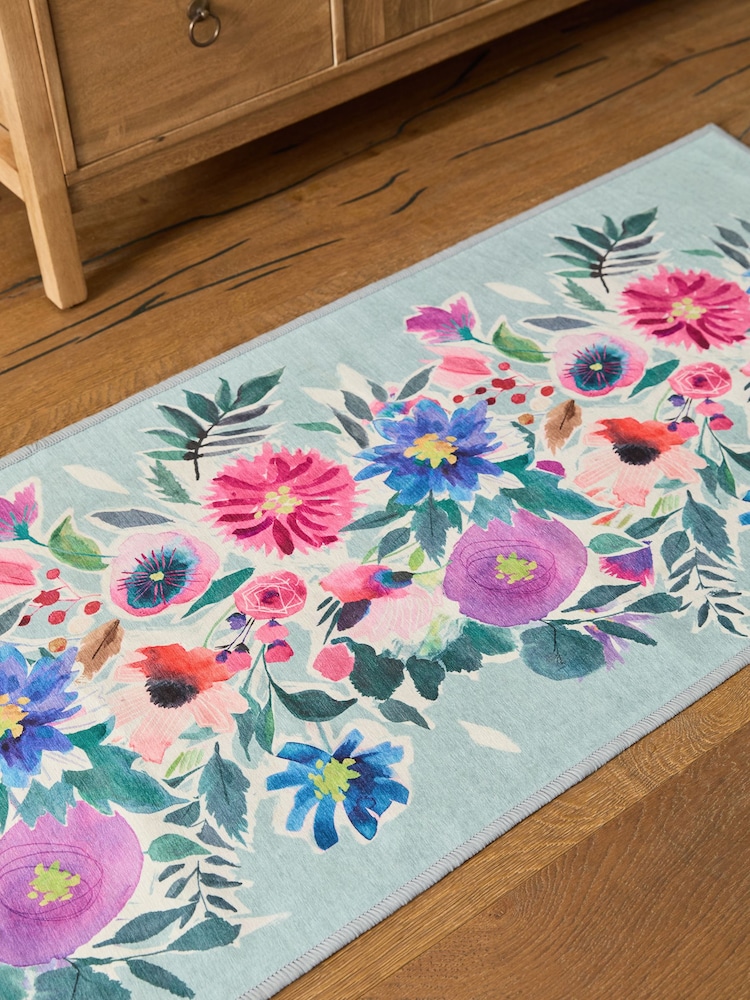 Lavable Bold Fleuri Tapis de couloir - Image 3 of 5