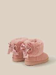 Monsoon Pink Toddler Bow Faux Suede Boots - Image 2 of 2