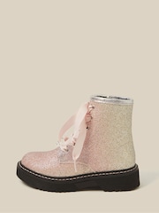 Monsoon Pink Ombré Glitter Lace-Up Boots - Image 3 of 4