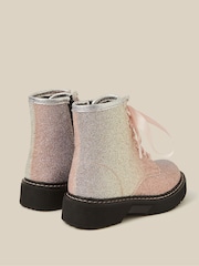 Monsoon Pink Ombré Glitter Lace-Up Boots - Image 4 of 4