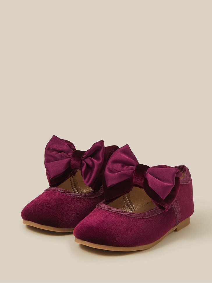 Monsoon Red Baby Bow Velvet Walkers Shoes