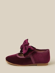 Monsoon Burgundy Red Baby Bow Velvet Walkers Shoes - Image 3 of 3