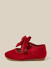 Monsoon Red Baby Bow Velvet Walkers Shoes - Image 3 of 3