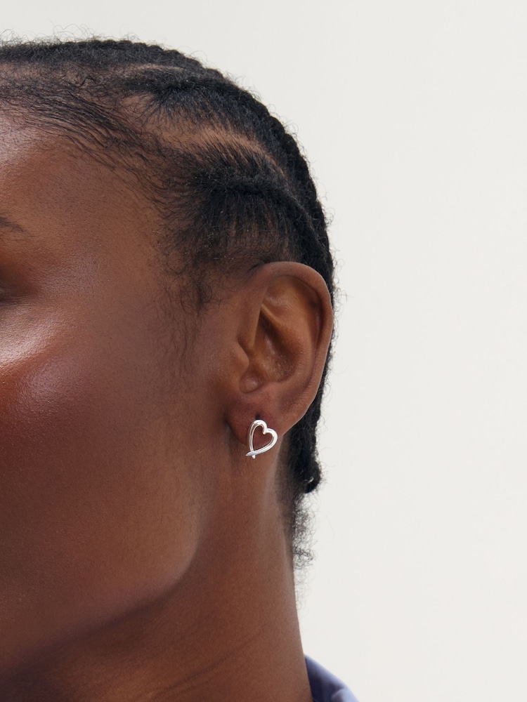 Simply Silver Crossover Heart Stud Earrings - Attēls 1 no 3