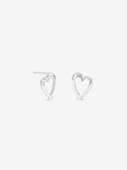 Simply Silver Crossover Heart Stud Earrings - Attēls 3 no 3