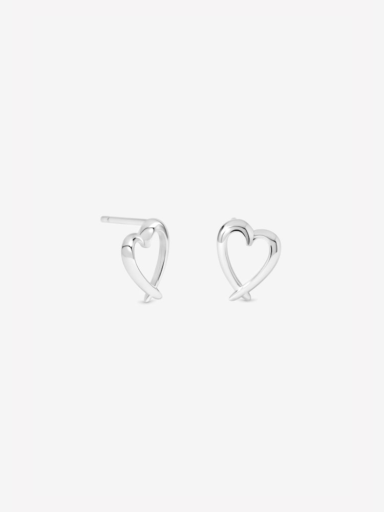 Simply Silver Crossover Heart Stud Earrings - Attēls 3 no 3