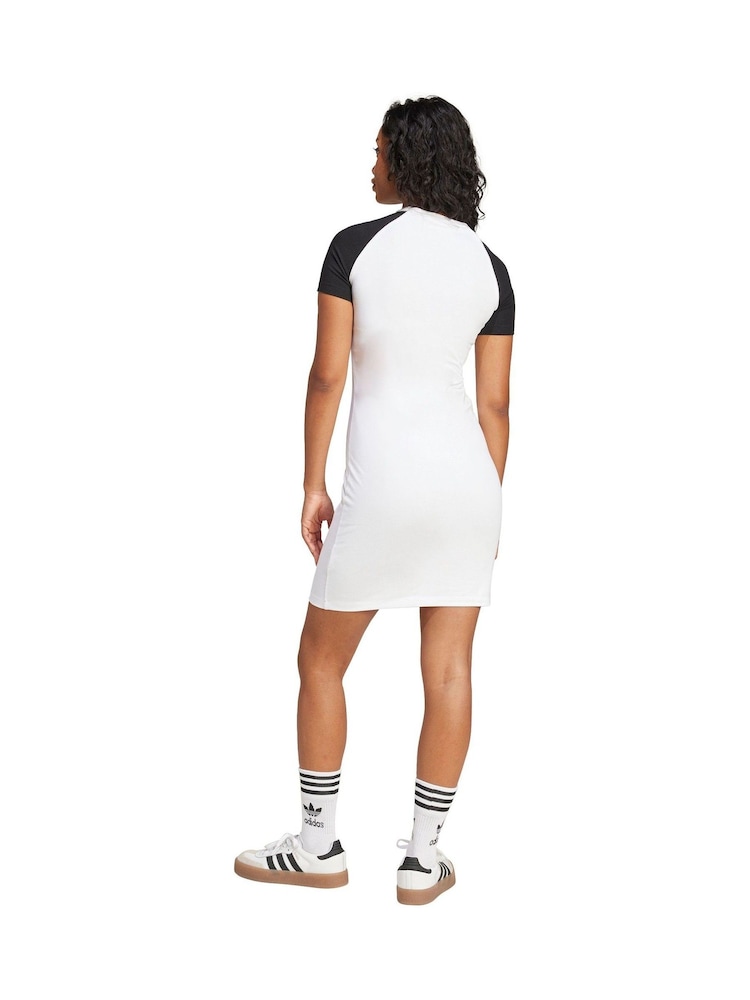 adidas Originals White 3s Raglan Dress - Image 3 of 6