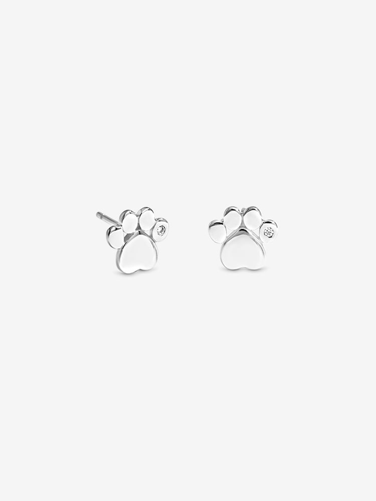 Simply Silver Pendientes de plata con estampado de pata - Imagen 3 de 3