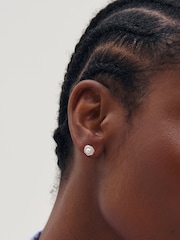 Simply Silver 925 Sterling Silver Cubic Zirconia Pearl Halo Twist Stud - Image 1 of 3