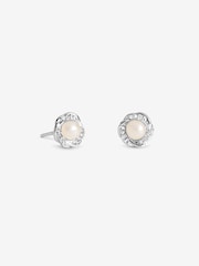 Simply Silver 925 Sterling Silver Cubic Zirconia Pearl Halo Twist Stud - Image 3 of 3