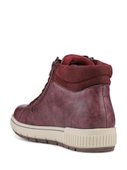 Pavers Burgundy Red Lace Up Boots With Side Zip - Image 3 of 5