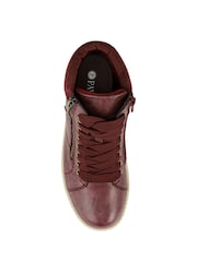 Pavers Burgundy Red Lace Up Boots With Side Zip - Image 4 of 5