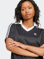 adidas Originals Black V-Neck Short Sleeve Dress - Image 4 of 6