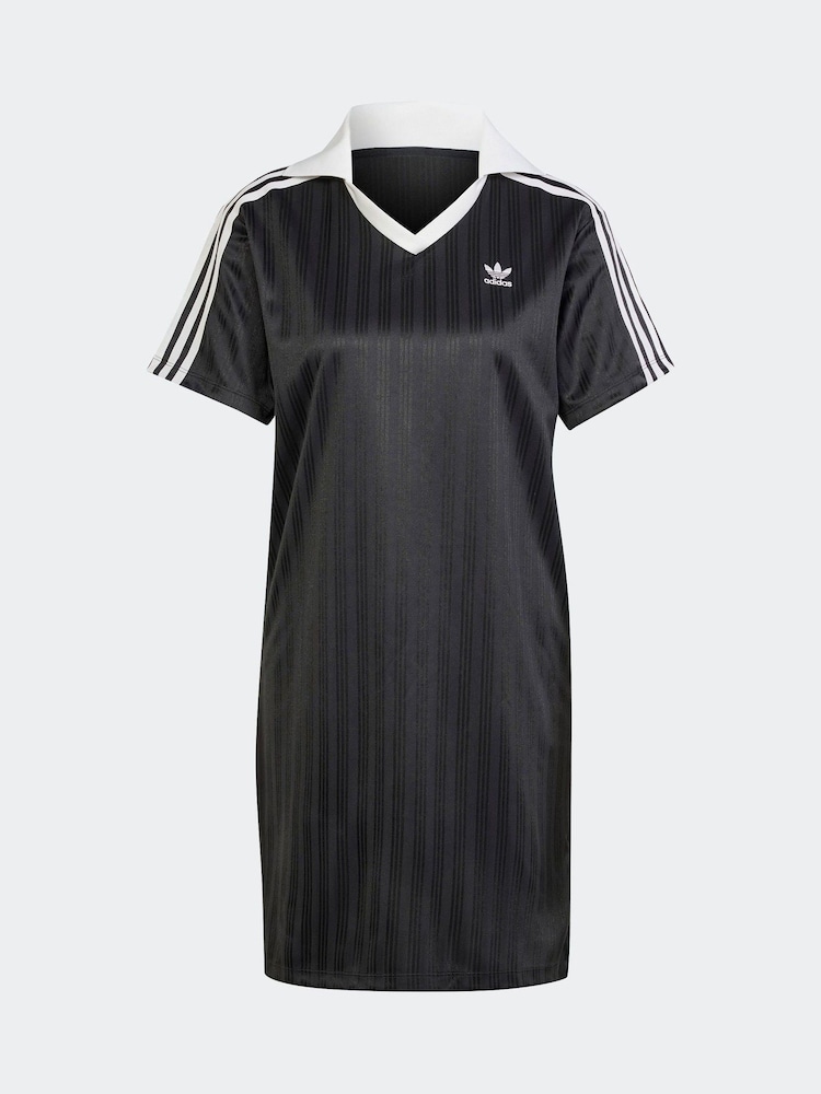 adidas Originals Black V-Neck Short Sleeve Dress - Image 6 of 6