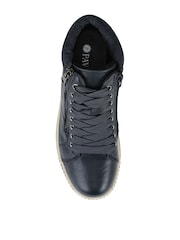 Pavers Navy Blue Lace Up Boots With Side Zip - Image 4 of 5