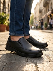 Negru - Pavers Wide Fit Smart Casual Moccasins - Imaginea 1 din 6