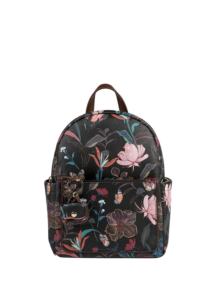 Pavers Black Floral Rucksack - Image 1 of 5 Pavers Black Floral Rucksack - Image 1 of 5