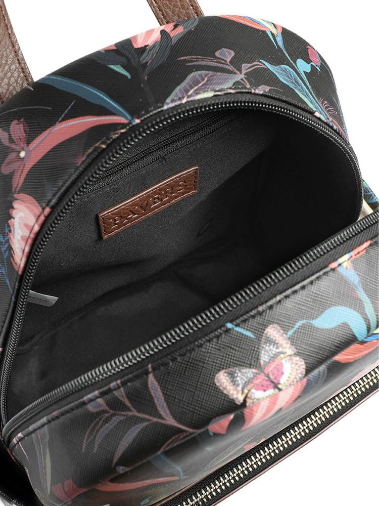 Pavers Black Floral Rucksack - Image 5 of 5 Pavers Black Floral Rucksack - Image 5 of 5