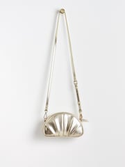 Oliver Bonas Gold Pleated Croissant Clutch Bag - Image 2 of 6