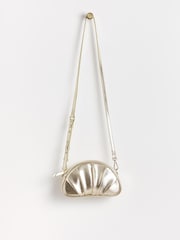 Oliver Bonas Gold Pleated Croissant Clutch Bag - Image 3 of 6