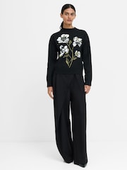French Connection Black Oriana Floral Neck Jumper - Image 4 of 7
