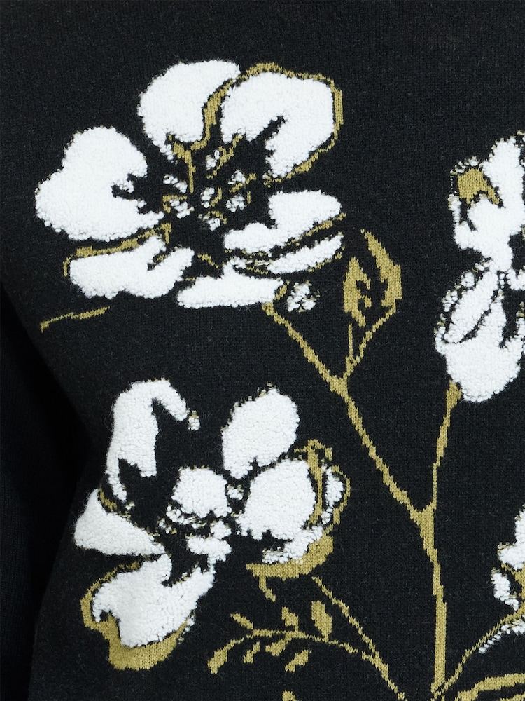 French Connection Black Oriana Floral Neck Jumper - Image 7 of 7 French Connection Black Oriana Floral Neck Jumper - Image 7 of 7