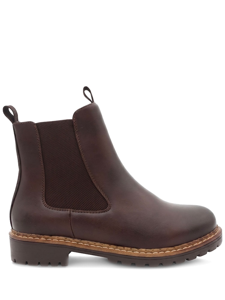 Pavers Brown Wide Fit Slip On Boots With Side Zip - Image 2 of 6 Pavers Brown Wide Fit Slip On Boots With Side Zip - Image 2 of 6