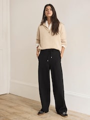 Musta - Mint Velvet Side Stripe Barrel Trousers - Kuva 6 / 8