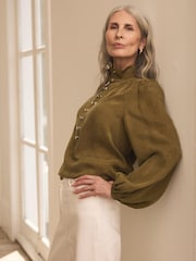 Mint Velvet Green Zip Detail Blouse - Image 3 of 8