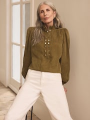 Mint Velvet Green Zip Detail Blouse - Image 6 of 8