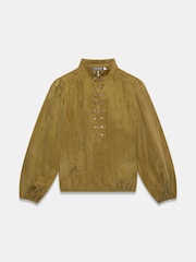 Mint Velvet Green Zip Detail Blouse - Image 7 of 8