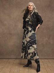 Mint Velvet Black Abstract Print Mesh Midi Dress - Image 4 of 7