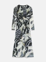 Mint Velvet Black Abstract Print Mesh Midi Dress - Image 6 of 7