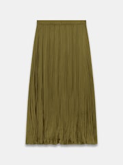 Mint Velvet Olive Green Crinkle Maxi Skirt - Image 7 of 8