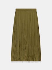 Mint Velvet Olive Green Crinkle Maxi Skirt - Image 8 of 8