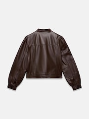 Braun - Mint Velvet Lederjacke mit Puffärmeln - Bild 7 von 7